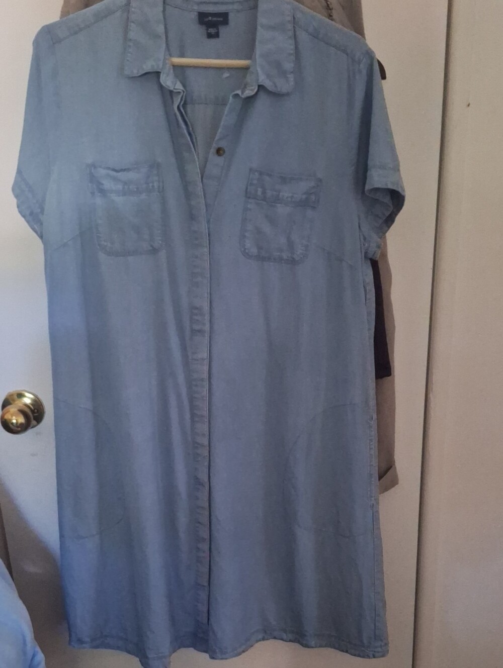 J. Jill Light Blue Denim-Style Button-Front Shirt Dress